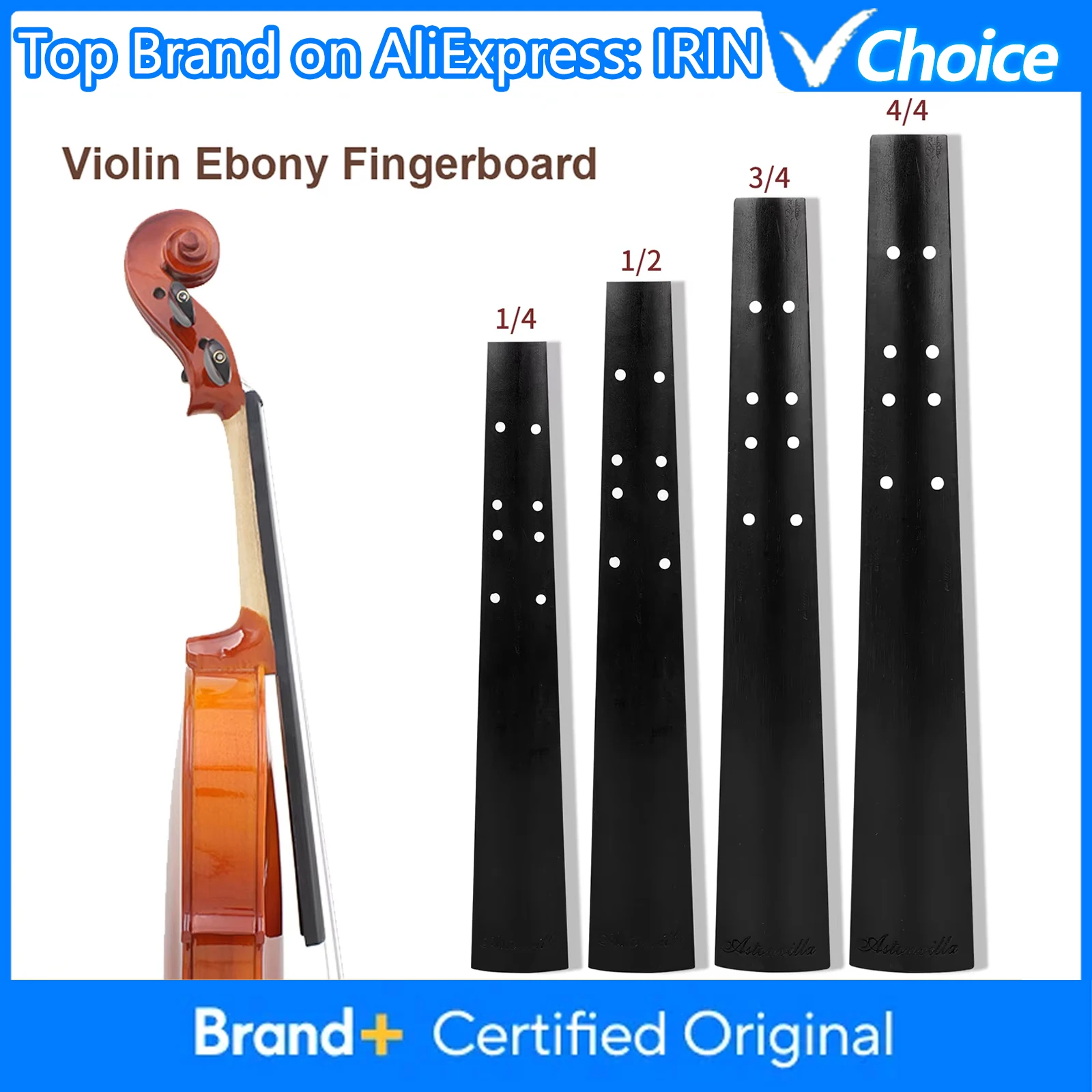 IRIN Violin Ebony Fingerboard 1/4 1/2 3/4 4/4 Fiddle Fretboard Ebony Wood High Quality Stringed Instrument Accessories Parts
IRIN Violin Ebony Fingerboard 1/4 1/2 3/4 4/4 Fiddle Fretboard Ebony Wood High Quality Stringed Instrument Accessories Parts 