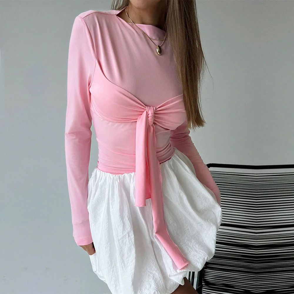 Women's Sexy and Sweet Style T-shirt Autumn Winter Twisted Slim Fit Sweet and Spicy Long Sleeve Inner Pink Top
Women's Sexy and Sweet Style T-shirt Autumn Winter Twisted Slim Fit Sweet and Spicy Long Sleeve Inner Pink Top