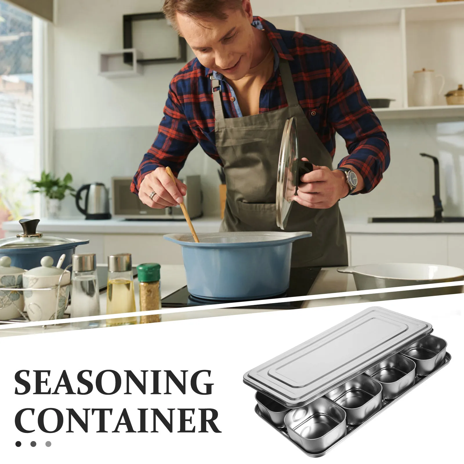 Коробка для приправ из нержавеющей стали, 8-местная крышка, кухонные банки для специй, соль, сахар, перц, контейнер для хранения, кухонная коробка для приправ 
Коробка для приправ из нержавеющей стали, 8-местная крышка, кухонные банки для специй, соль, сахар, перц, контейнер для хранения, кухонная коробка для приправ