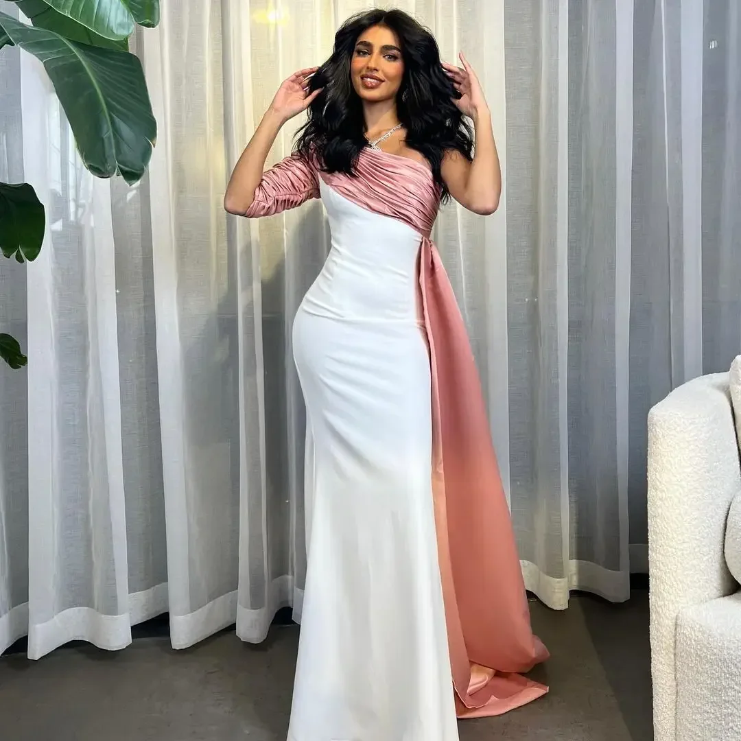 Customized Elegant Mermaid Evening Dresses One Shoulder Prom Dresses Pleated Floor Length Formal Party Gowns for Special Ocn
Customized Elegant Mermaid Evening Dresses One Shoulder Prom Dresses Pleated Floor Length Formal Party Gowns for Special Ocn