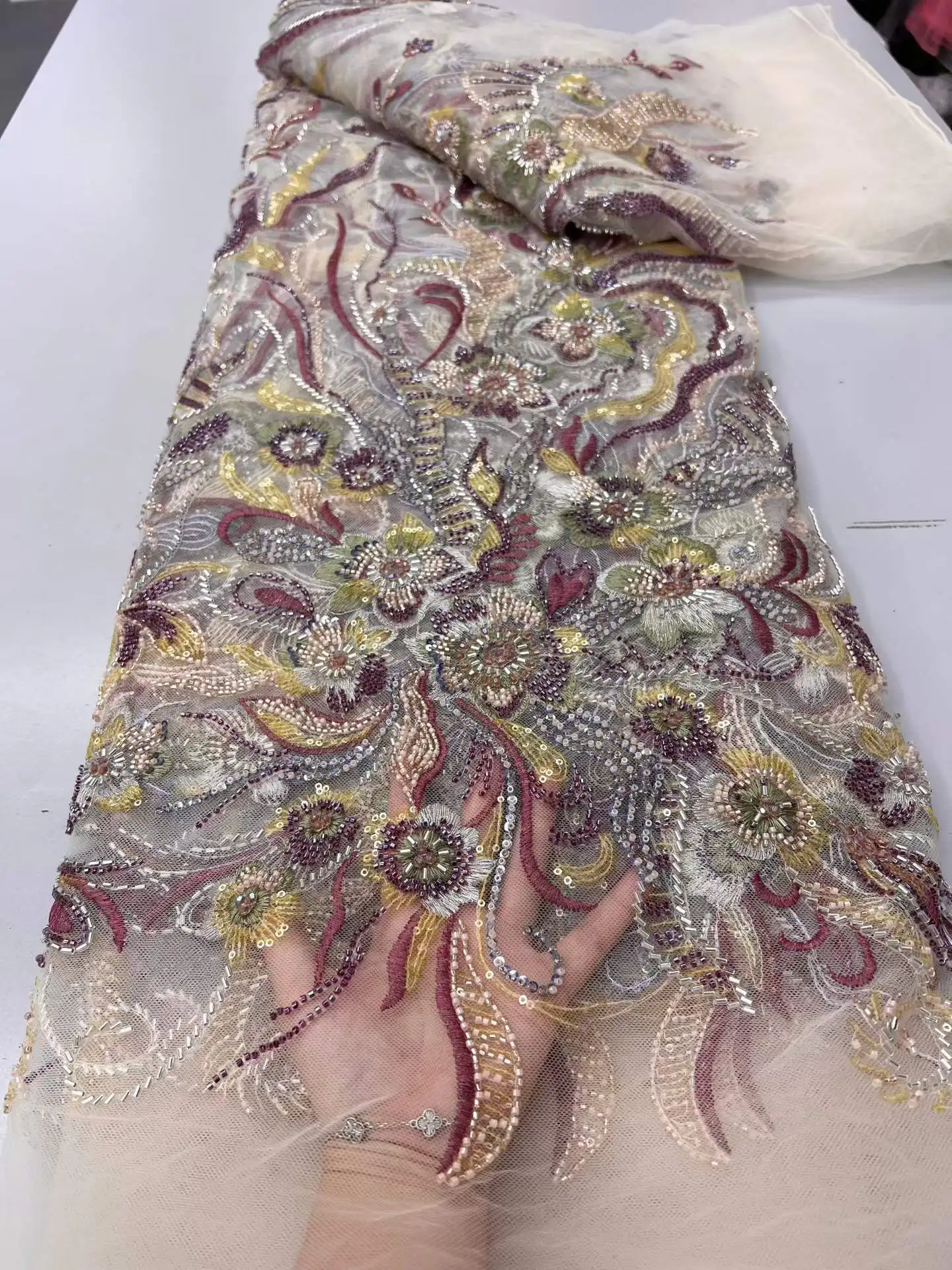 2026 Luxurious African Beaded Net Mesh Lace Fabric Beads Embroidery Sequins French Tulle Lace for Nigerian Wedding Party Dress
2026 Luxurious African Beaded Net Mesh Lace Fabric Beads Embroidery Sequins French Tulle Lace for Nigerian Wedding Party Dress