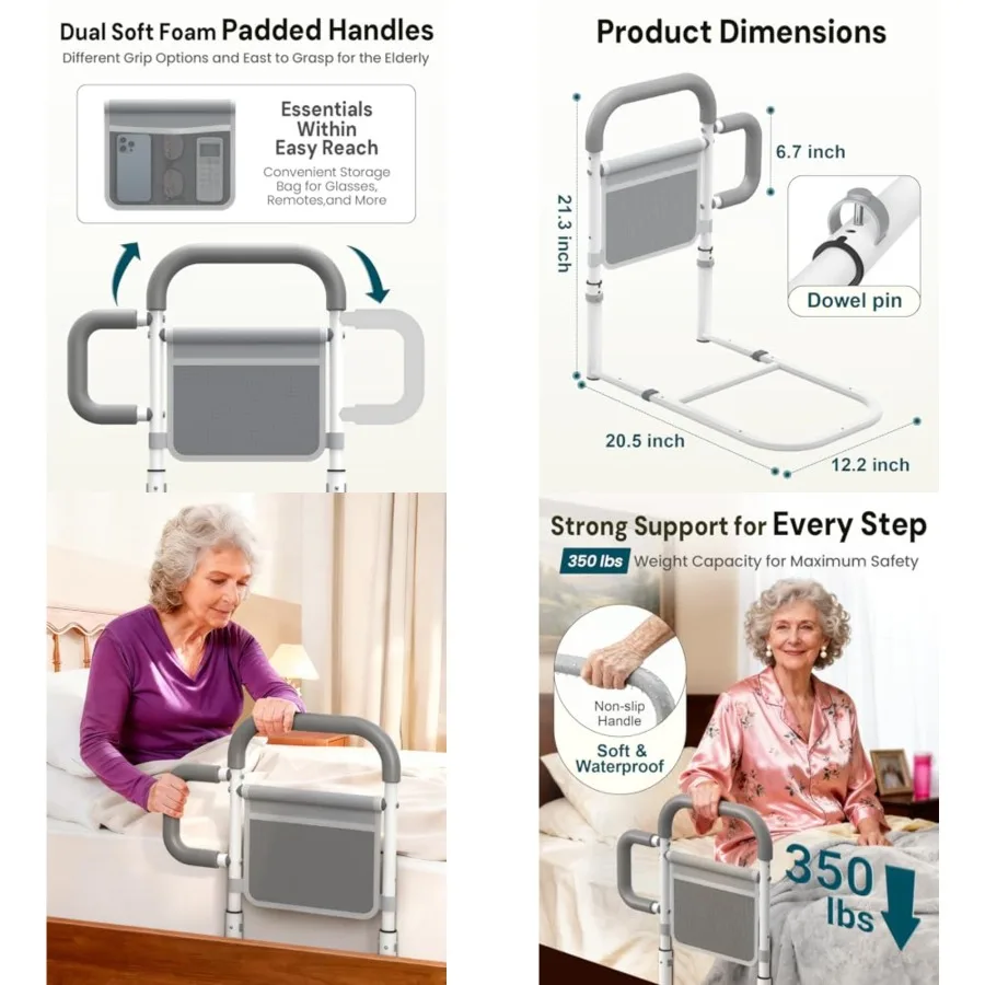 Bed Rails for Elderly Adults Safety, with Double Non-Slip Handle and Storage Pouch, Fits Most Bed Sizes, Bed Assist Rails for S
Bed Rails for Elderly Adults Safety, with Double Non-Slip Handle and Storage Pouch, Fits Most Bed Sizes, Bed Assist Rails for S