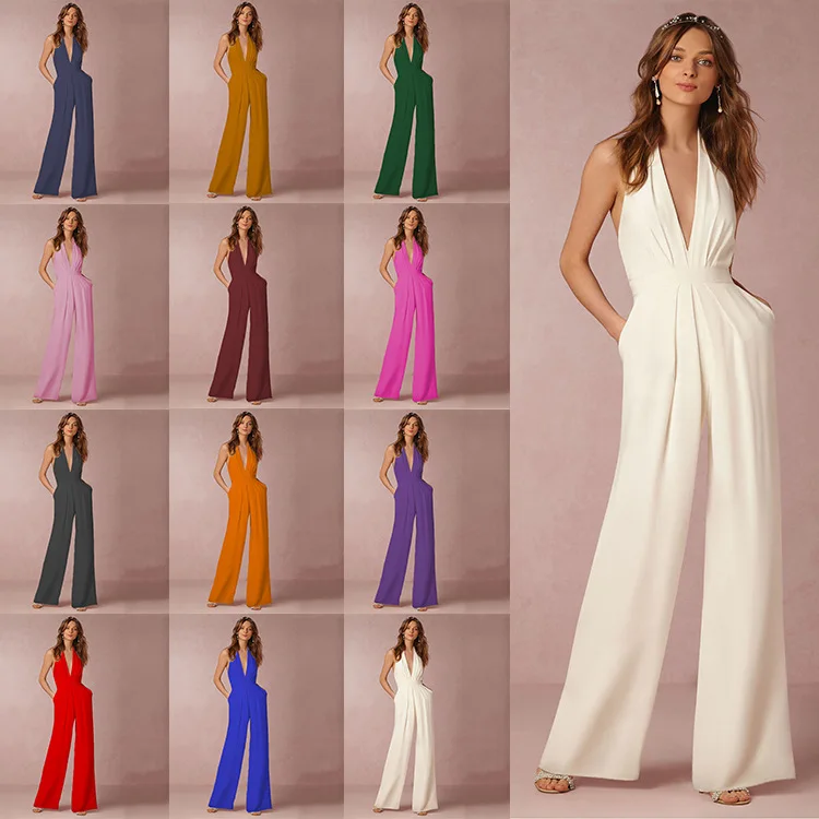 Elegant Halter Evening Jumpsuit Sexy Satin Wide Leg Jumpsuit Formal Party Long Jumpsuit Chic Backless Halter Playsuit
Elegant Halter Evening Jumpsuit Sexy Satin Wide Leg Jumpsuit Formal Party Long Jumpsuit Chic Backless Halter Playsuit