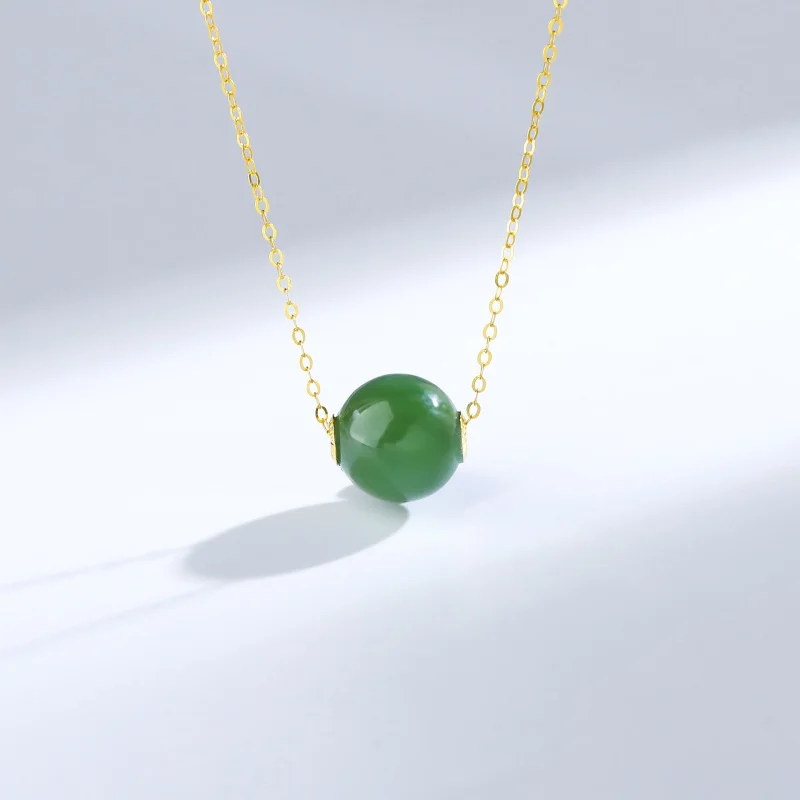 LABB Real 18K gold Lulutong necklace Au750 gold inlaid with green jade O-shaped collarbone chain women's boutique jewelry gift 
LABB Real 18K gold Lulutong necklace Au750 gold inlaid with green jade O-shaped collarbone chain women's boutique jewelry gift