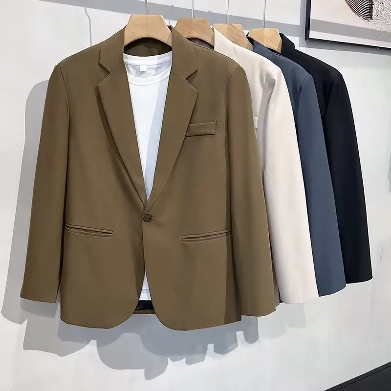 Мужская приталенная куртка на весну-осень, однотонная, в корейском стиле, на одной пуговице, модный городской повседневный костюм
Мужская приталенная куртка на весну-осень, однотонная, в корейском стиле, на одной пуговице, модный городской повседневный костюм