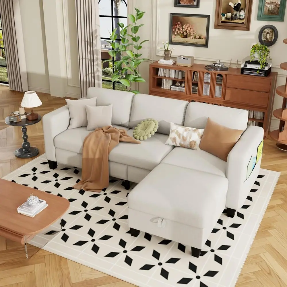 78 L-Shaped 3-Seater Sofa with Storage Ottoman for Compact Living Spaces in Modern Linen Fabric
78 L-Shaped 3-Seater Sofa with Storage Ottoman for Compact Living Spaces in Modern Linen Fabric