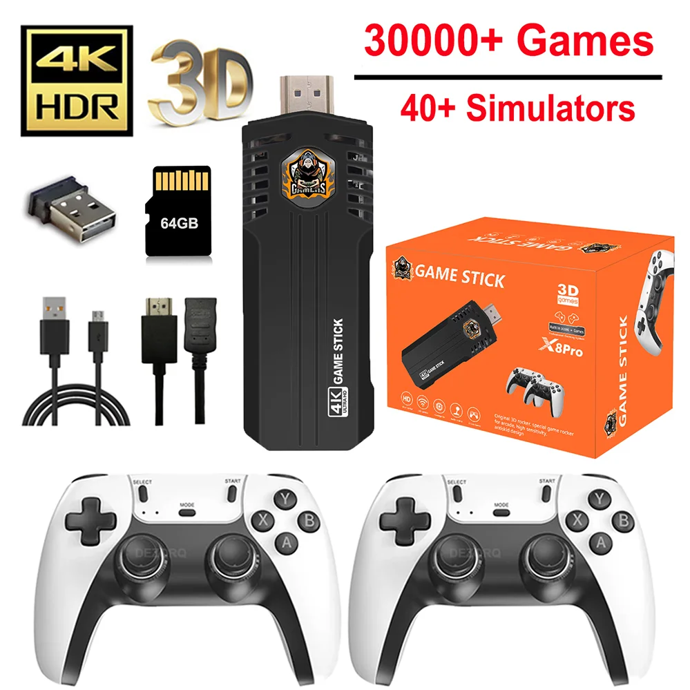 Игровая консоль X8 Pro в ретро стиле, 4K, 64 ГБ, 30000 +, 40 + игр, симуляторы, HD выход, беспроводные геймпады, видеоигры для NDS, PSP, NES
Игровая консоль X8 Pro в ретро стиле, 4K, 64 ГБ, 30000 +, 40 + игр, симуляторы, HD выход, беспроводные геймпады, видеоигры для NDS, PSP, NES