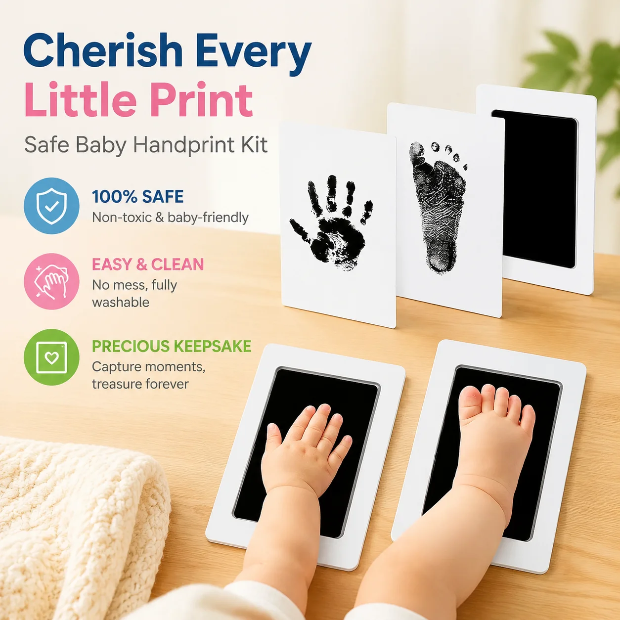 Safe Baby Handprint Kit, Non-Toxic Washable Ink Pad & Frame Set - Easy DIY Memory Keepsake for Newborn Toddler, Perfect
Safe Baby Handprint Kit, Non-Toxic Washable Ink Pad & Frame Set - Easy DIY Memory Keepsake for Newborn Toddler, Perfect