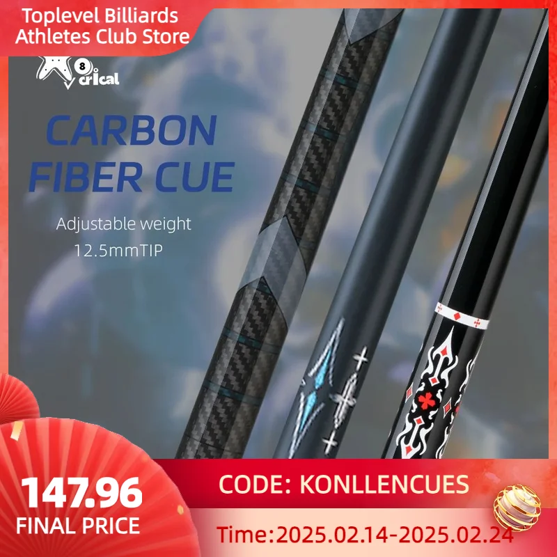CRICAL Carbon Fiber Billiard Pool Cue Stick Black Technology Carbon Pool Cue Stick Kit 11.5/12.5mm Extender with Billiard
CRICAL Carbon Fiber Billiard Pool Cue Stick Black Technology Carbon Pool Cue Stick Kit 11.5/12.5mm Extender with Billiard