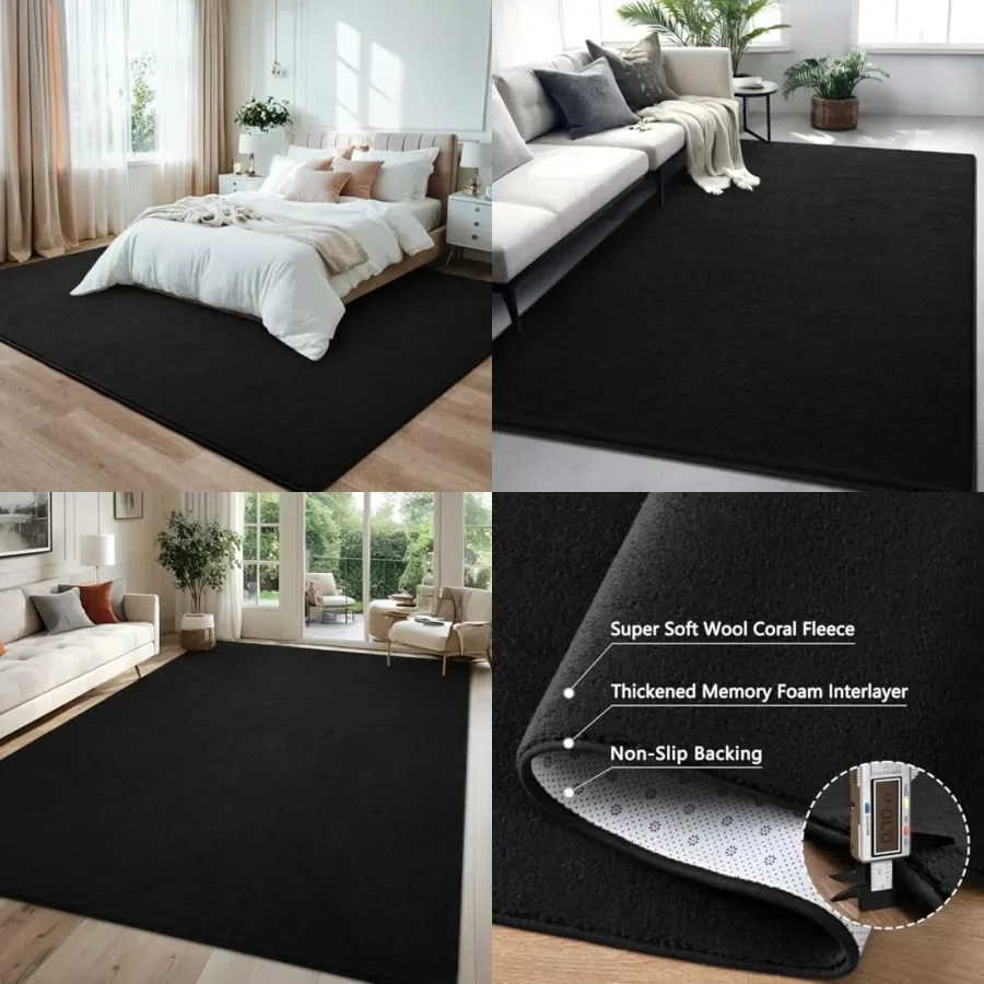 Rugs for Living Room Bedroom, 6x9 Feet Black Area Rug, Washable Memory Foam Indoor Carpet, Modern Aesthetic Minimalist Non-Slip
Rugs for Living Room Bedroom, 6x9 Feet Black Area Rug, Washable Memory Foam Indoor Carpet, Modern Aesthetic Minimalist Non-Slip