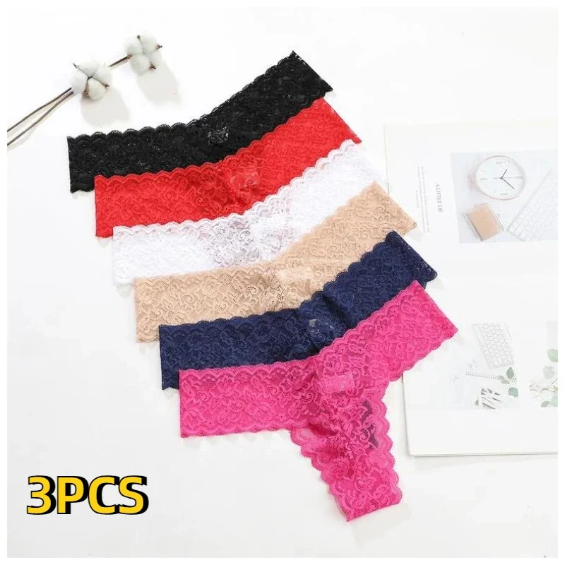 3PCS Sexy Lace Hollowed Thongs Invisible T-shaped Pants Cotton Sole Underpants G-string Low Waisted Out Tanga Briefs Wholesale
3PCS Sexy Lace Hollowed Thongs Invisible T-shaped Pants Cotton Sole Underpants G-string Low Waisted Out Tanga Briefs Wholesale