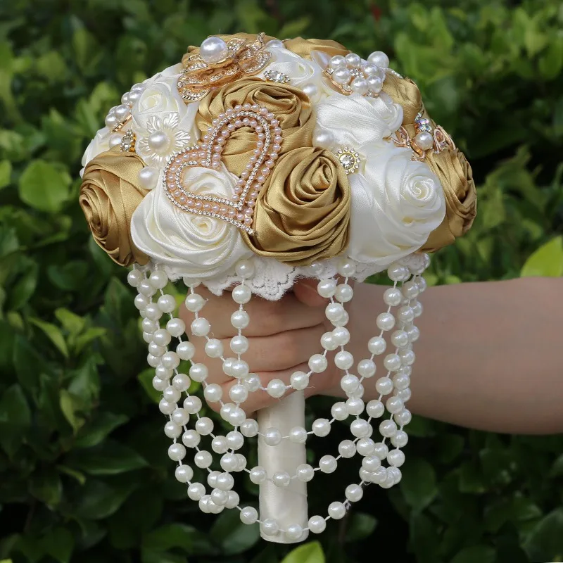 Light Gold Ribbon Bouquet, Golden Rhinestone Rose Bouquet, Cross-border Wedding Supplies Handmade Bouquet W2023C
Light Gold Ribbon Bouquet, Golden Rhinestone Rose Bouquet, Cross-border Wedding Supplies Handmade Bouquet W2023C