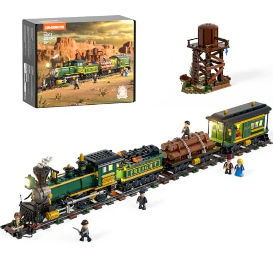 Wild West Freight Train Lighting Building-Bricks Set Classic 4-4-0 Locomotive Model, ABS Plastic, Brown Black, LED Light-Up Fun
Wild West Freight Train Lighting Building-Bricks Set Classic 4-4-0 Locomotive Model, ABS Plastic, Brown Black, LED Light-Up Fun