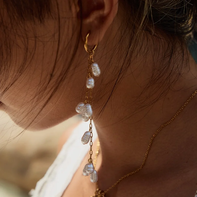 Fashion Natural Pearl Long Hoop Earrings Women Personalized Stainless Steel Pendant Earrings Korean Jewelry Accessories Gifts
Fashion Natural Pearl Long Hoop Earrings Women Personalized Stainless Steel Pendant Earrings Korean Jewelry Accessories Gifts