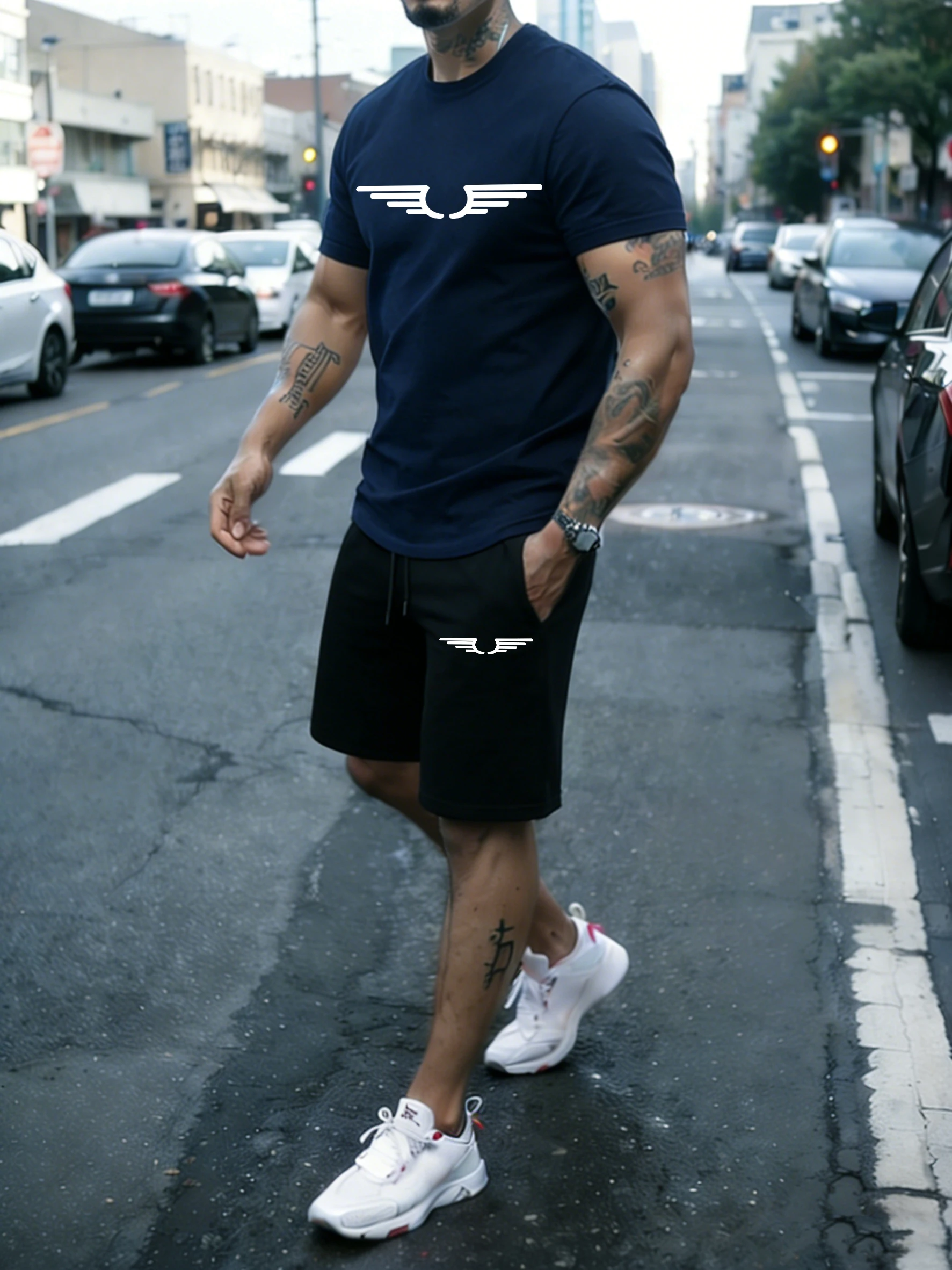 Symmetrical Wing Shape Printing Cotton Summer Loose Tees & Shorts 2 Piece Set Male Basic Jogging Sportpants Simple Comfy T Shirt
Symmetrical Wing Shape Printing Cotton Summer Loose Tees & Shorts 2 Piece Set Male Basic Jogging Sportpants Simple Comfy T Shirt