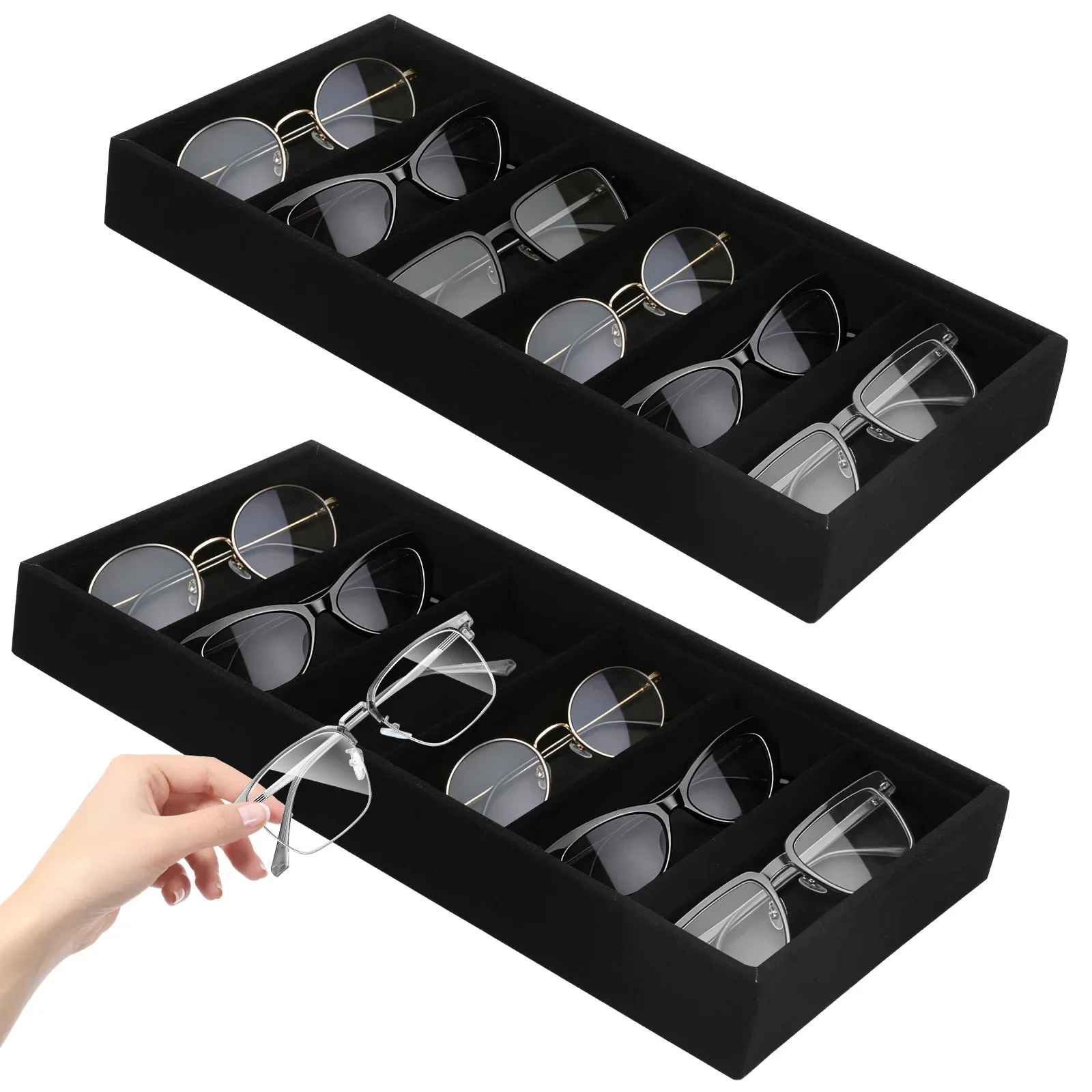 2Pcs 6 Grid Sunglass Glasses Storage Case Sunglass Display Organizer Tray Stackable Eyeglasses Box Collector for Women Men
2Pcs 6 Grid Sunglass Glasses Storage Case Sunglass Display Organizer Tray Stackable Eyeglasses Box Collector for Women Men