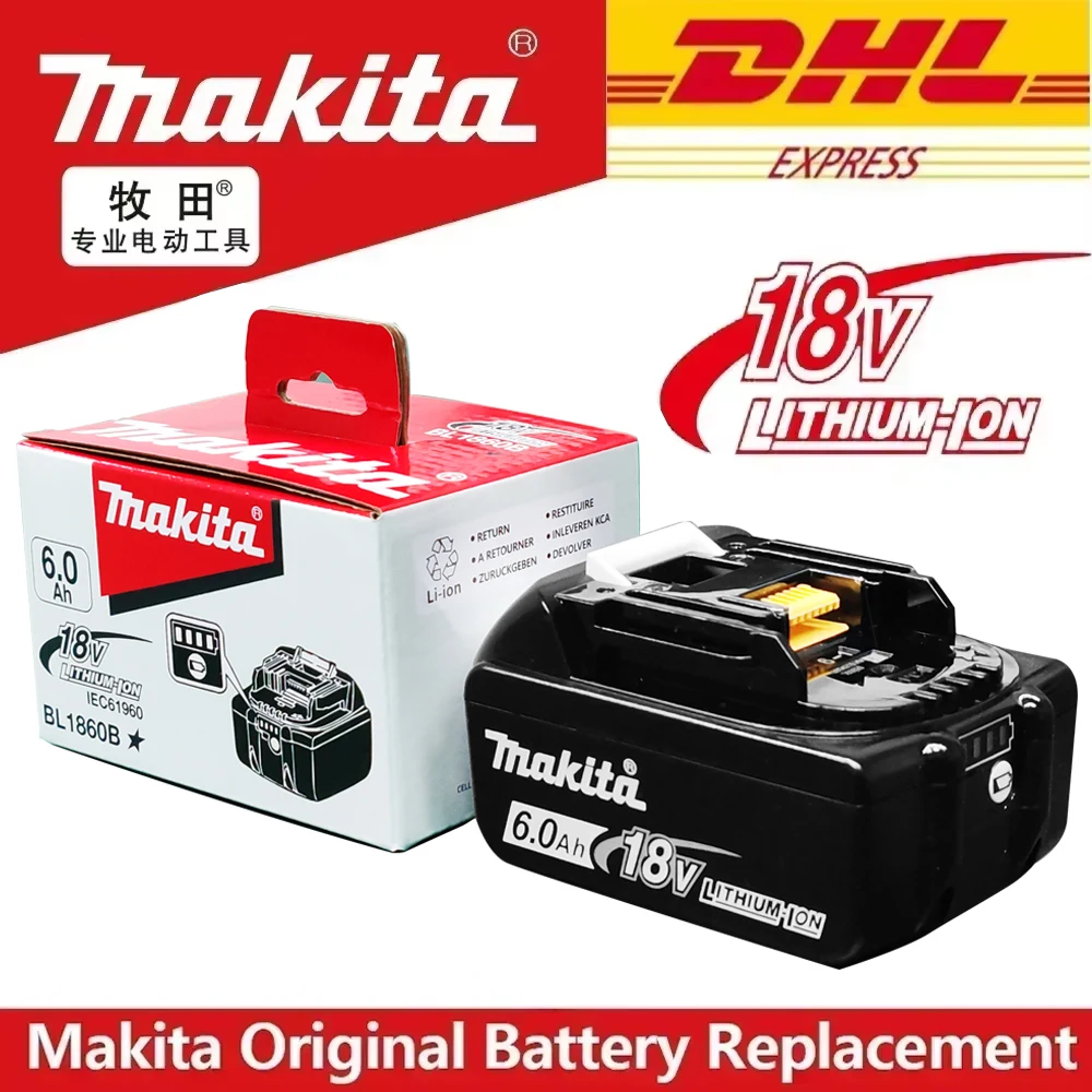 Original Makita 18V lithium battery, 6.0Ah rechargeable LED, for BL1860B BL1850B BL1840B BL1830B power tools battery replacement
Original Makita 18V lithium battery, 6.0Ah rechargeable LED, for BL1860B BL1850B BL1840B BL1830B power tools battery replacement