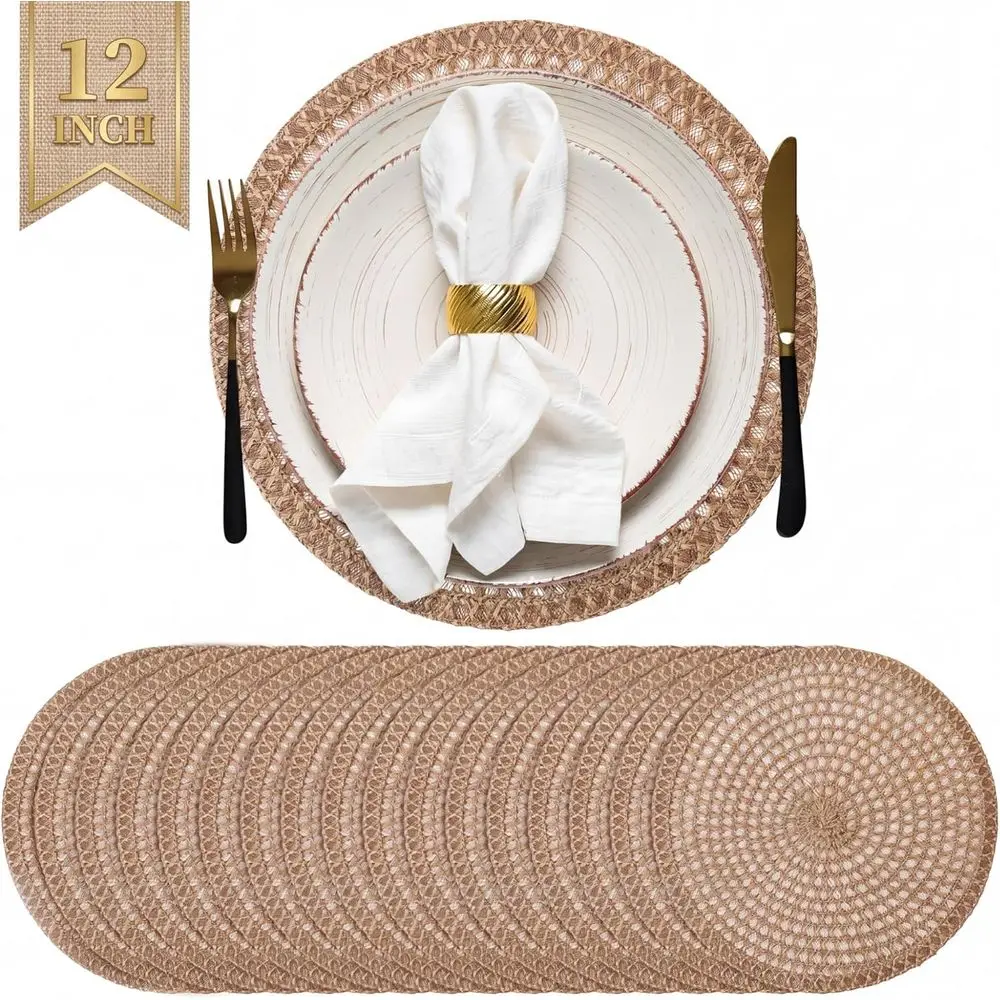 24 Pcs 12 Inch Round Burlap Placemat Boho Jute Woven Rustic Vintage Brown Heat Resistant Dining Table Mat or Home Wedding Crat a
24 Pcs 12 Inch Round Burlap Placemat Boho Jute Woven Rustic Vintage Brown Heat Resistant Dining Table Mat or Home Wedding Crat a