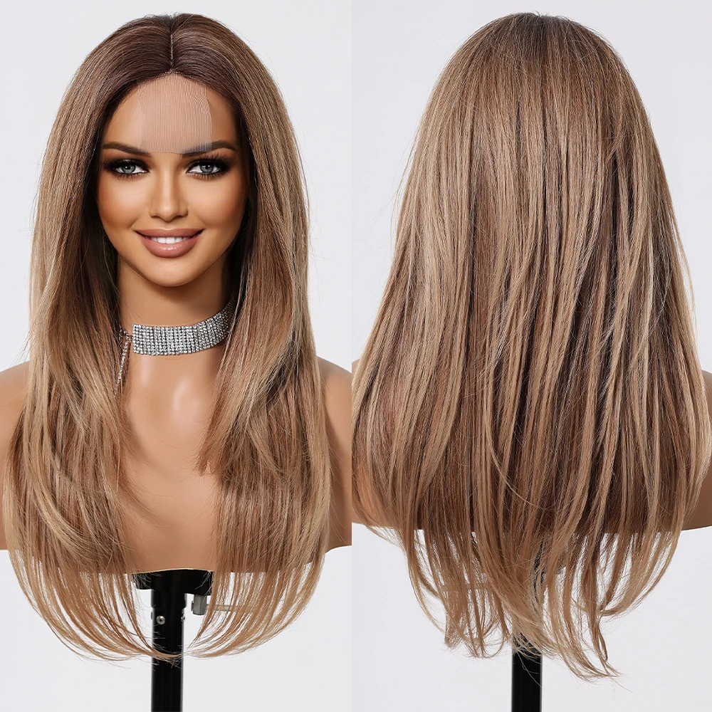 Hairline Lace Frontal Synthetic Wigs Straight Layered Natural Brown Hair Dark Root Transparent Lace Wigs for Women Daily Party
Hairline Lace Frontal Synthetic Wigs Straight Layered Natural Brown Hair Dark Root Transparent Lace Wigs for Women Daily Party