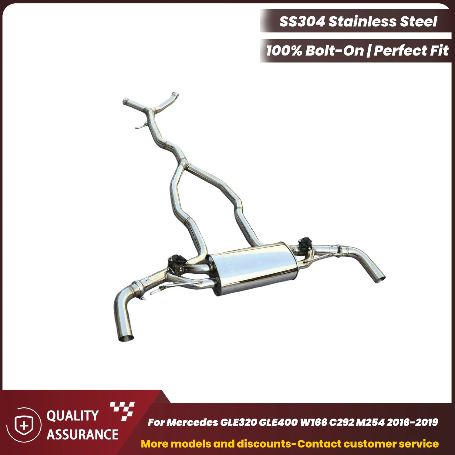 SUS304 Catback Exhaust ECCF With Downpipe for Mercedes GLE320 GLE400 W166 C292 M254 2016-2019 Plug & Play OEM Warranty Friendly
SUS304 Catback Exhaust ECCF With Downpipe for Mercedes GLE320 GLE400 W166 C292 M254 2016-2019 Plug & Play OEM Warranty Friendly
