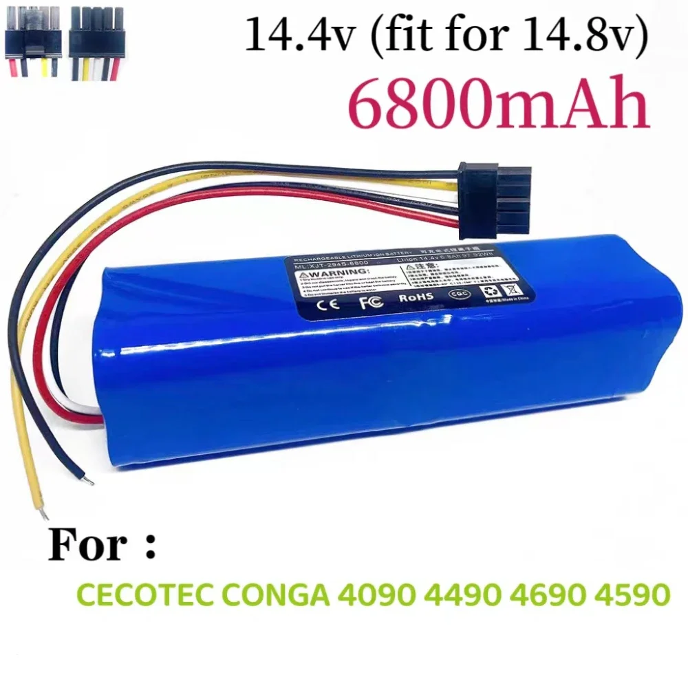 6800mAh Li-ion for CECOTEC CONGA 4090 4490 4690 4590 Robot Vacuum Cleaner Accessories Battery Replacement
6800mAh Li-ion for CECOTEC CONGA 4090 4490 4690 4590 Robot Vacuum Cleaner Accessories Battery Replacement