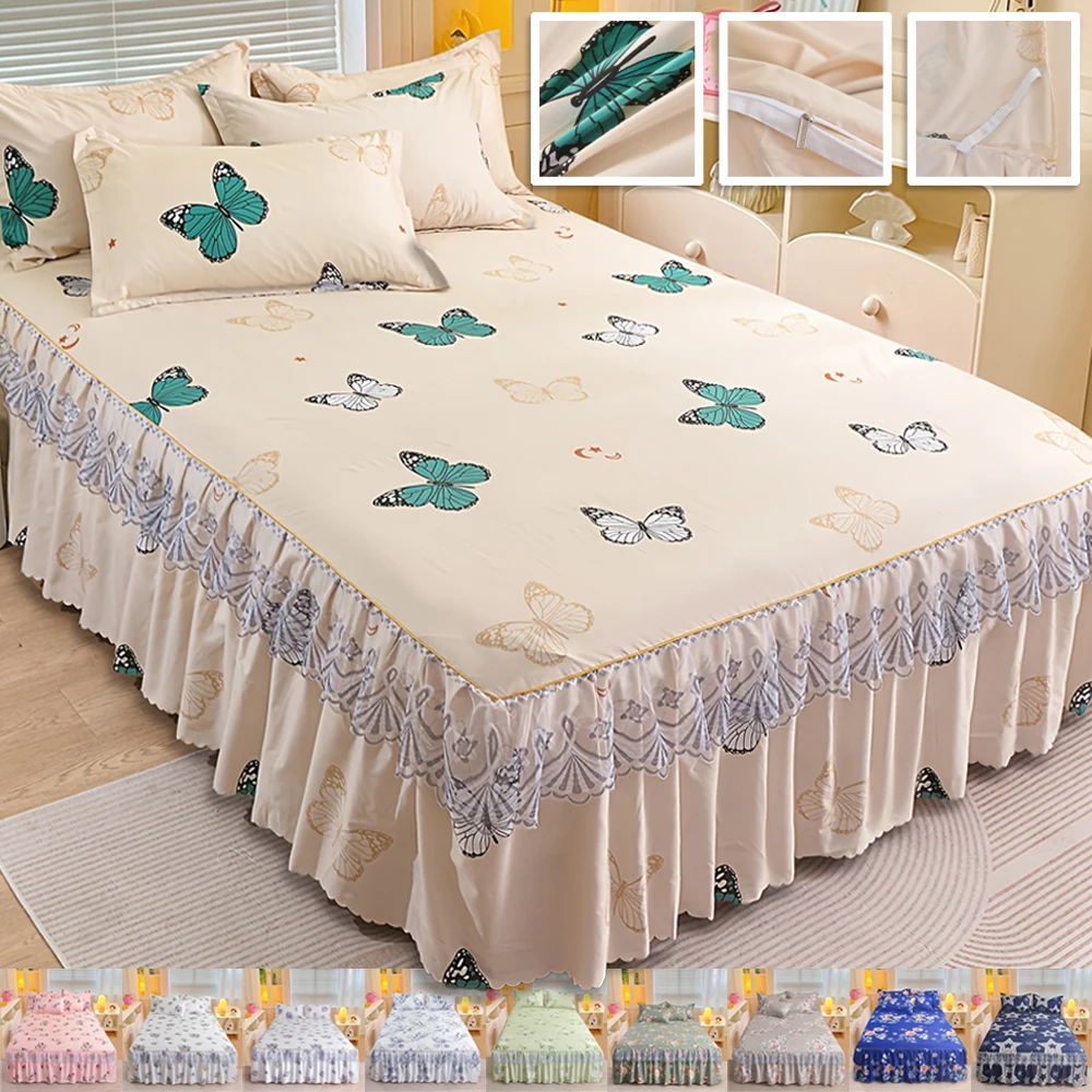 1/3PCS Nordic Floral Queen Bed Skirt with 2pcs Pillowcase Double Single Mattress Cover Anti-slip Full Size Adjustable Bedspread
1/3PCS Nordic Floral Queen Bed Skirt with 2pcs Pillowcase Double Single Mattress Cover Anti-slip Full Size Adjustable Bedspread
