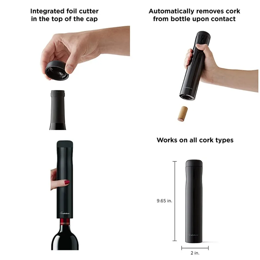 Automatic Electric Corkscrew Wine Opener, Cordless Rechargeable, One-Touch Operation, Sleek Finish, Easy to Use for Wine Lovers
Automatic Electric Corkscrew Wine Opener, Cordless Rechargeable, One-Touch Operation, Sleek Finish, Easy to Use for Wine Lovers