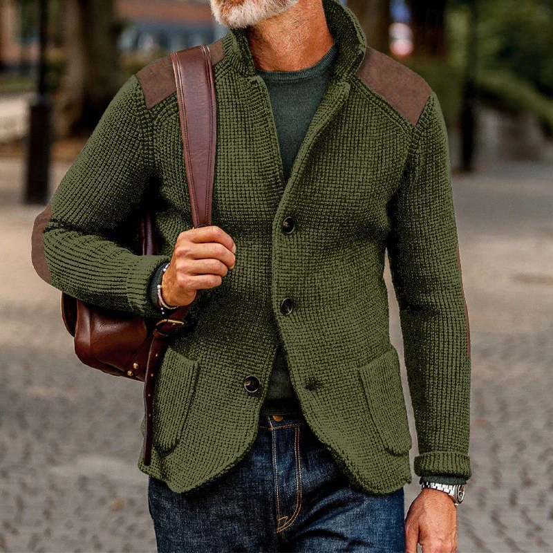 Vintage Patchwork Stand Collar Knitted Jackets Men Spring Casual Button Sweater Cardigan Mens Fashion Slim Knitting Sweater
Vintage Patchwork Stand Collar Knitted Jackets Men Spring Casual Button Sweater Cardigan Mens Fashion Slim Knitting Sweater