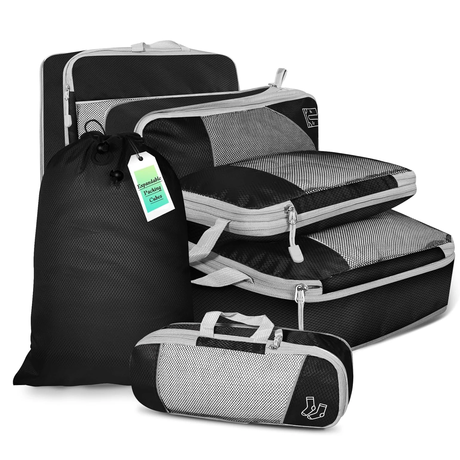 6PCS Travel Compressed Packing Cubes Storage Organizer Set With Shoe Bag Mesh Visual Luggage Portable Lightweight Suitcase Bag
6PCS Travel Compressed Packing Cubes Storage Organizer Set With Shoe Bag Mesh Visual Luggage Portable Lightweight Suitcase Bag