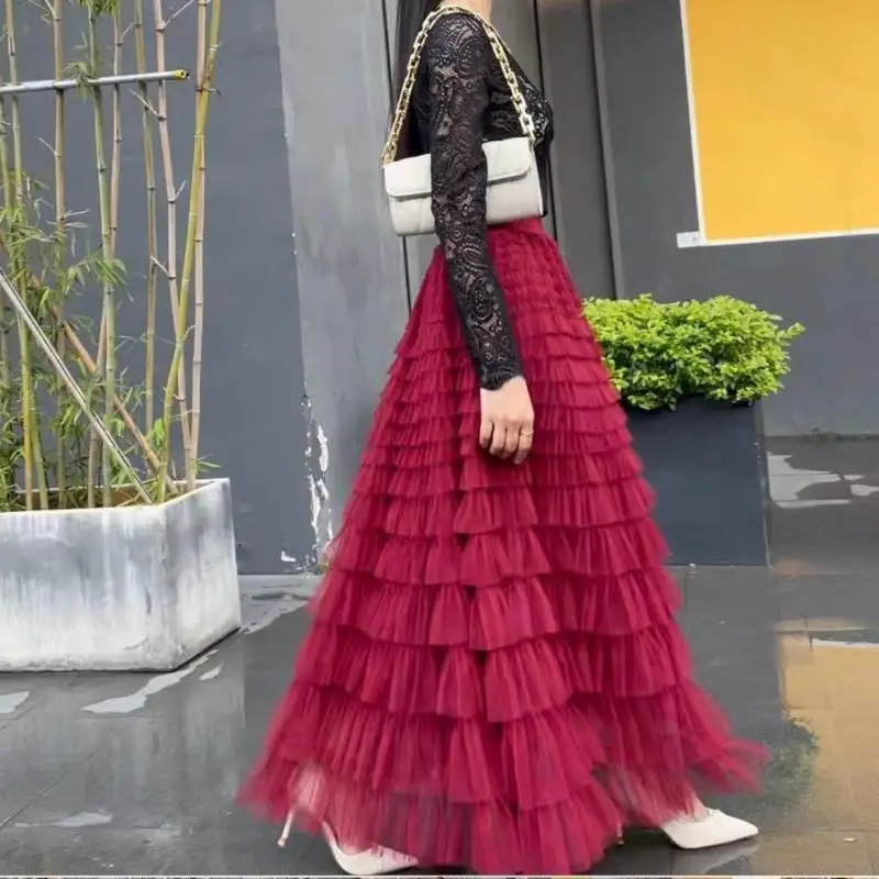 2025 New Fairy Style Ruffled Mesh Layered Cake Hem Long Skirt for Women Slimming Socialite A Line Midi Elegant Fashionable Wear
2025 New Fairy Style Ruffled Mesh Layered Cake Hem Long Skirt for Women Slimming Socialite A Line Midi Elegant Fashionable Wear