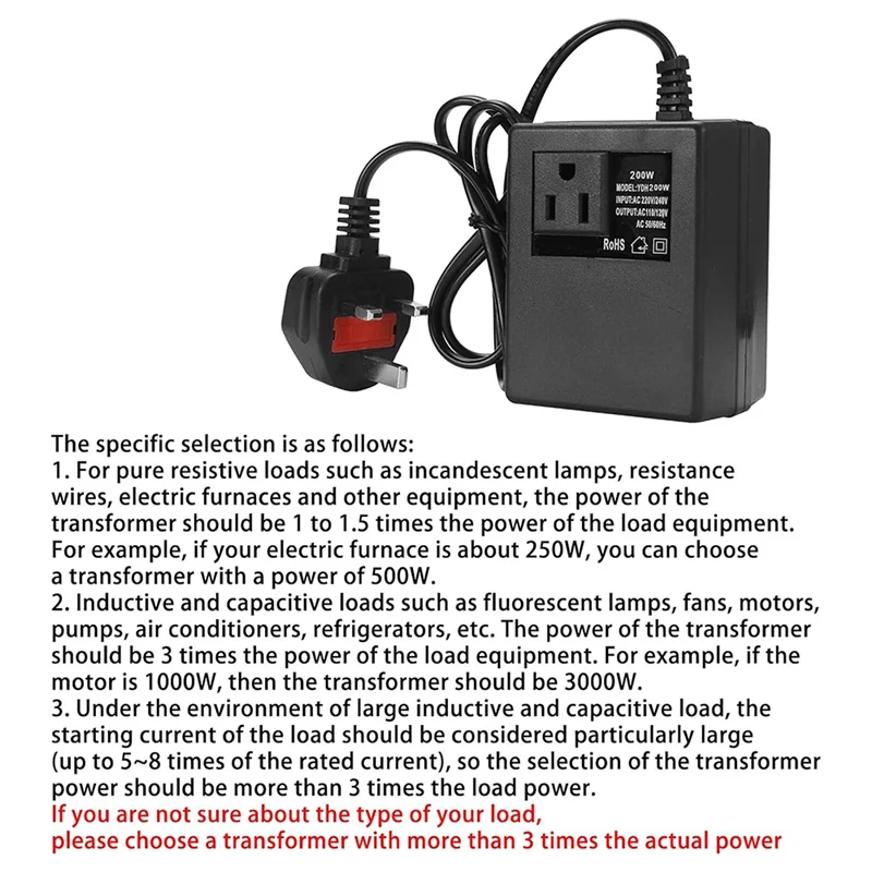 AB41-200W Voltage Converter 220V To 110V Transformer Travel Power Adapter With Thermal Protection UK Plug
AB41-200W Voltage Converter 220V To 110V Transformer Travel Power Adapter With Thermal Protection UK Plug
