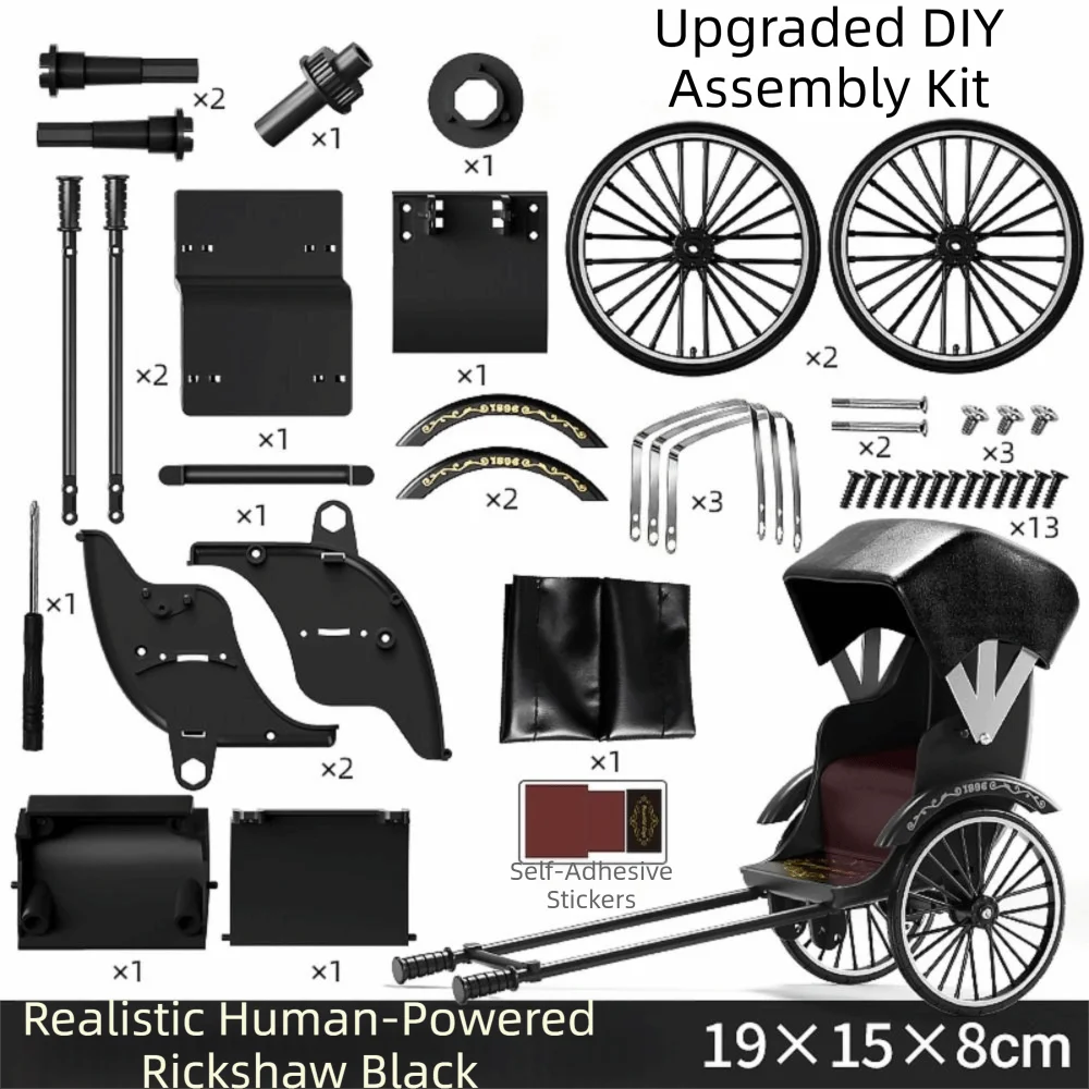 Vintage Classic Human-Powered Rickshaw Model Handmade 1:10 Simulation Rickshaw Decorative Movable Wheel Miniature Rickshaw Model
Vintage Classic Human-Powered Rickshaw Model Handmade 1:10 Simulation Rickshaw Decorative Movable Wheel Miniature Rickshaw Model