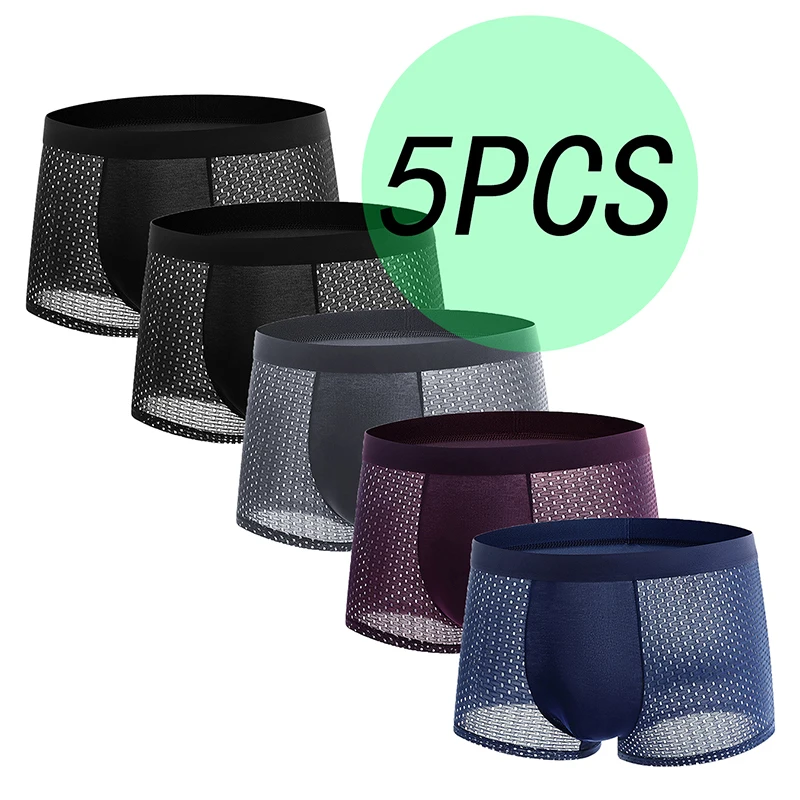 5Pcs Set Of Breathable Men's Comfortable Underwear With Mesh Holes Sexy Seamless Flat Angle Underwear For Men's Casual Underwear
5Pcs Set Of Breathable Men's Comfortable Underwear With Mesh Holes Sexy Seamless Flat Angle Underwear For Men's Casual Underwear
