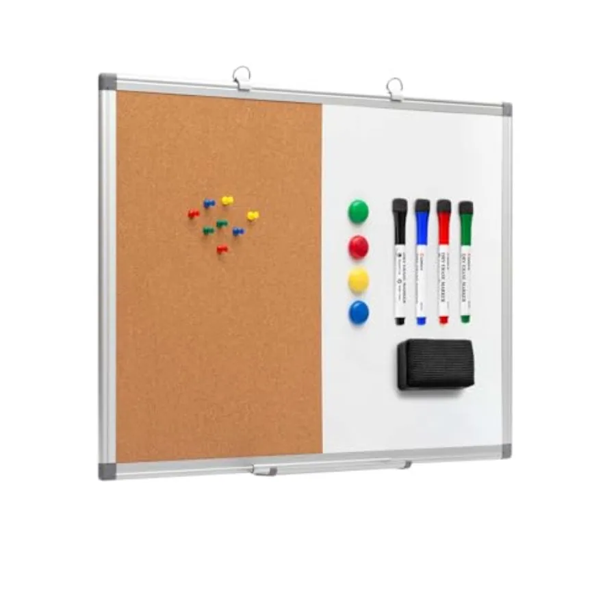 Cork Board Magnetic Dry Erase Board Combo, 24 x 18 Inch Whiteboard and Bulletin Board Combination, Aluminum Frame Vision Board
Cork Board Magnetic Dry Erase Board Combo, 24 x 18 Inch Whiteboard and Bulletin Board Combination, Aluminum Frame Vision Board