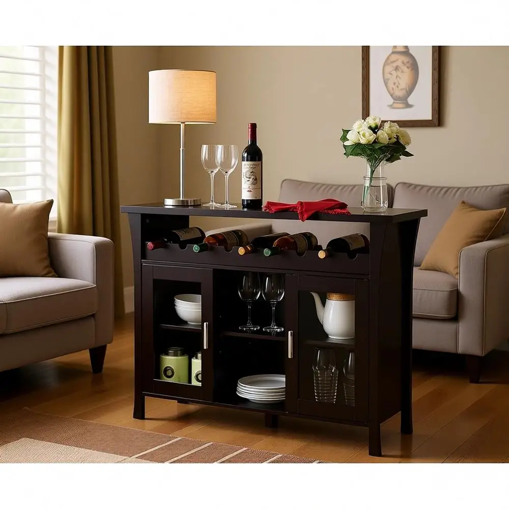Stylish Wine Rack Buffet Table with Glass Door
Stylish Wine Rack Buffet Table with Glass Door
