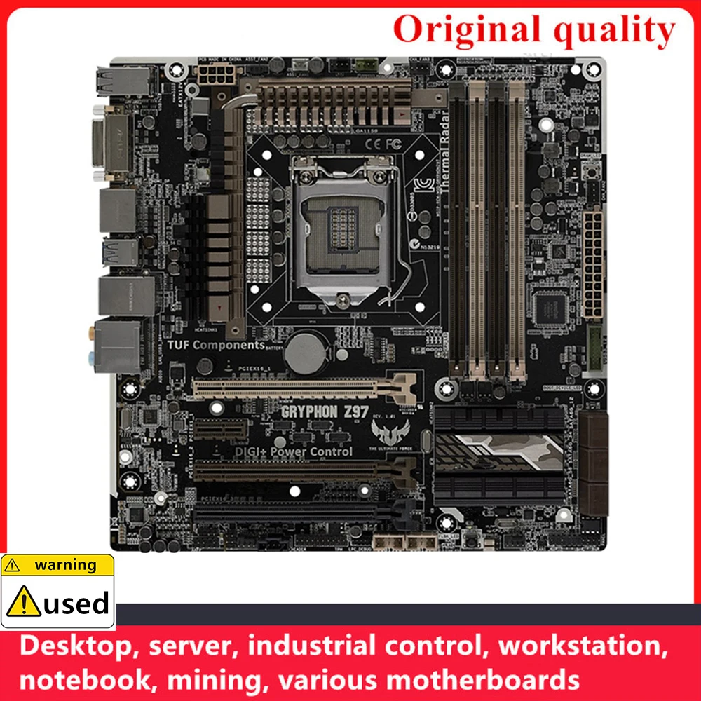 For Intel GRYPHON Z97 motherboard Used original LGA1150 LGA 1150 DDR3 32GB USB2.0 USB3.0 SATA3 Desktop Mainboard
For Intel GRYPHON Z97 motherboard Used original LGA1150 LGA 1150 DDR3 32GB USB2.0 USB3.0 SATA3 Desktop Mainboard