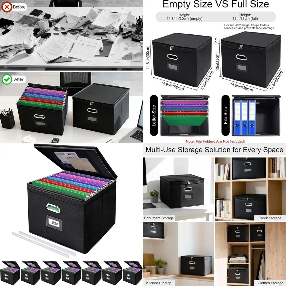 8-Pack Large Collapsible Storage Boxes with Lids, Mesh and Zippered Document Organizers, Letter/Legal Size Holders (Black)
8-Pack Large Collapsible Storage Boxes with Lids, Mesh and Zippered Document Organizers, Letter/Legal Size Holders (Black)