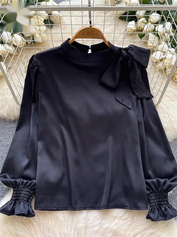 Элегантные атласные вечерние блузки с круглым вырезом, рукавами-фонариками и 3D-бантом, модные женские рубашки во французском дворцовом стиле
Элегантные атласные вечерние блузки с круглым вырезом, рукавами-фонариками и 3D-бантом, модные женские рубашки во французском дворцовом стиле