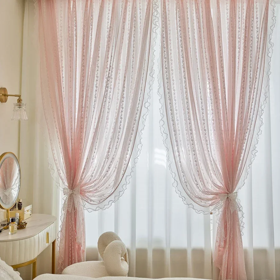 French Pink Princess Style Sheer Curtain For Bedroom, Pearl Lace Curtain For Luxurious Living Room, Home Window Tulle Curtains
French Pink Princess Style Sheer Curtain For Bedroom, Pearl Lace Curtain For Luxurious Living Room, Home Window Tulle Curtains