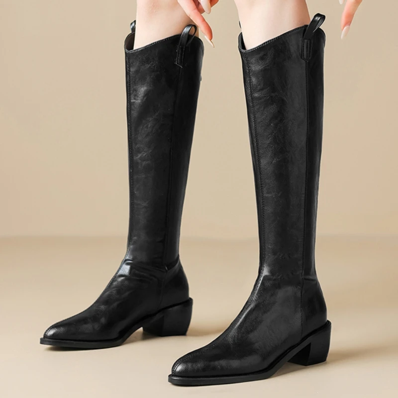 Vintage Women's Knee High Boots Autumn Winter Shoes PU Leather Black Brown Western Boot Block Heels Long Footwear Shoes Ladies
Vintage Women's Knee High Boots Autumn Winter Shoes PU Leather Black Brown Western Boot Block Heels Long Footwear Shoes Ladies