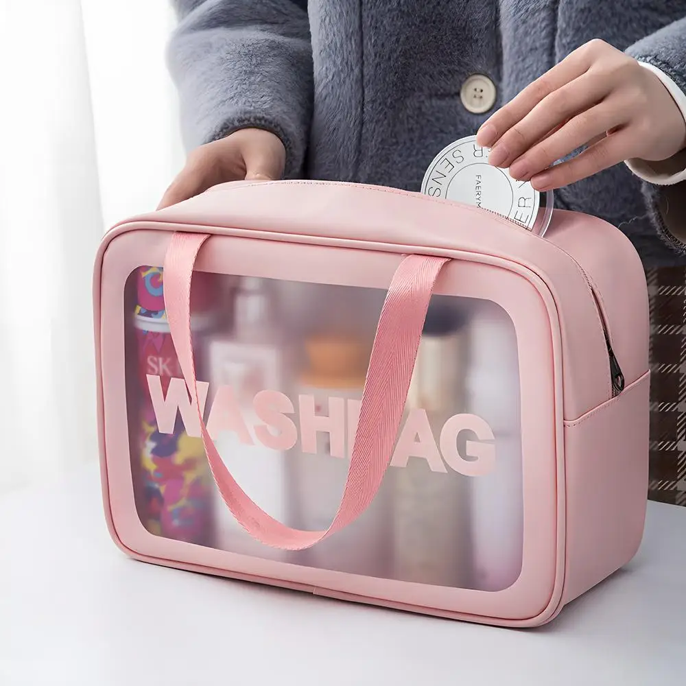 Frosted Transparent Cosmetic Bag Multifunctional Travel Toiletries Storage Handbag PU Leather Waterproof Make Up Lipstick Bags 
Frosted Transparent Cosmetic Bag Multifunctional Travel Toiletries Storage Handbag PU Leather Waterproof Make Up Lipstick Bags