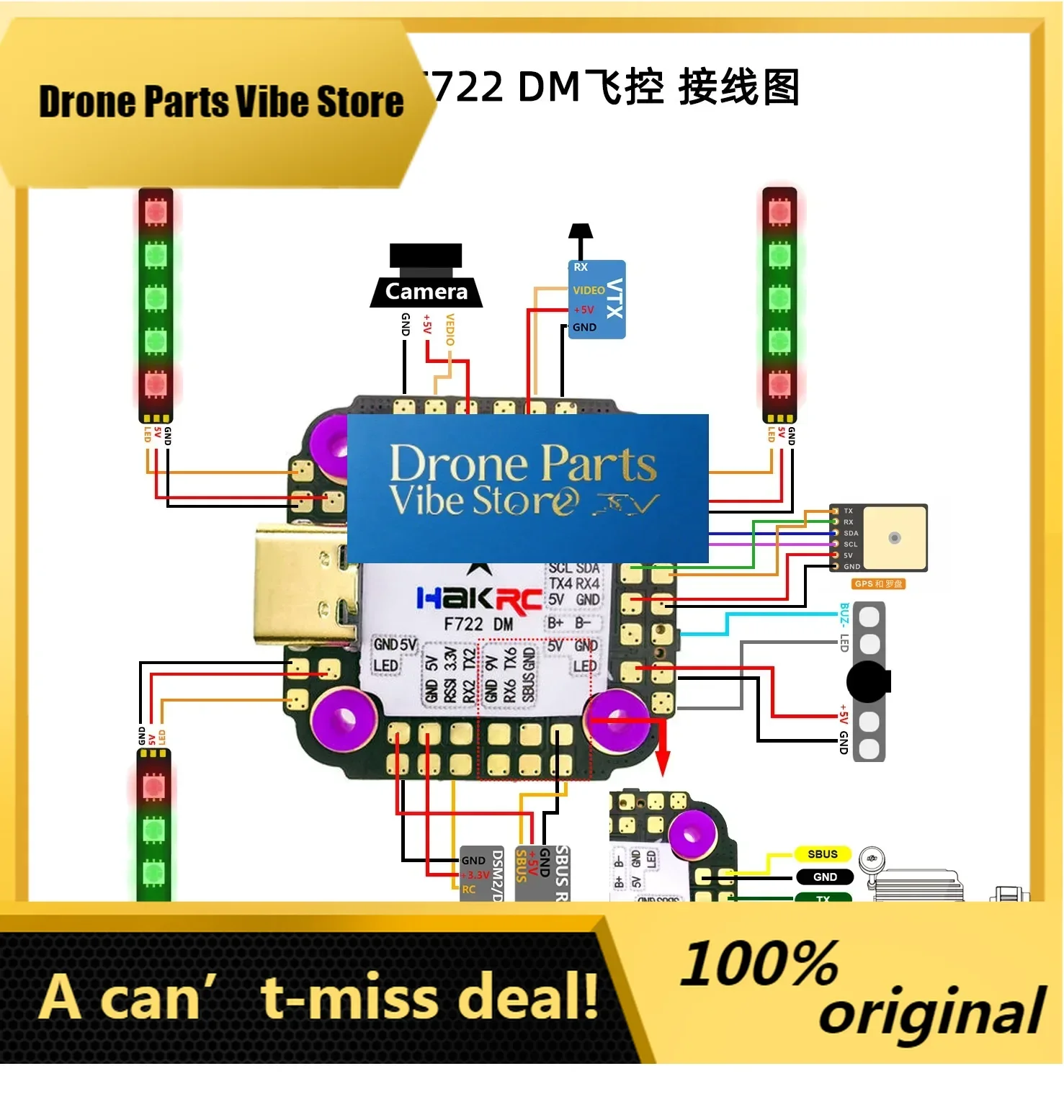 DronePHAKRC F722 MINI Flight Controller 35A 40A Blheli_32 ESC 3-6s 20*20mm Flytower For FPV Racing Drone
DronePHAKRC F722 MINI Flight Controller 35A 40A Blheli_32 ESC 3-6s 20*20mm Flytower For FPV Racing Drone