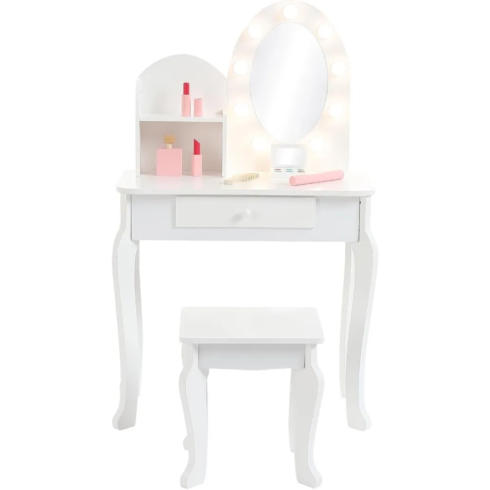 Makeup table set with illuminated mirror
Makeup table set with illuminated mirror