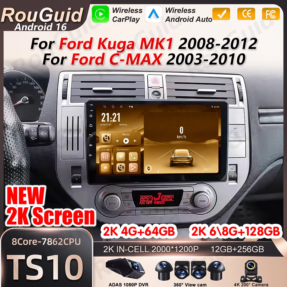Автомобильная магнитола с беспроводным CarPlay для Ford Kuga MK1 C-MAX CMAX 2003-2012, Android 16, стерео, мультимедийный видеоплеер
Автомобильная магнитола с беспроводным CarPlay для Ford Kuga MK1 C-MAX CMAX 2003-2012, Android 16, стерео, мультимедийный видеоплеер