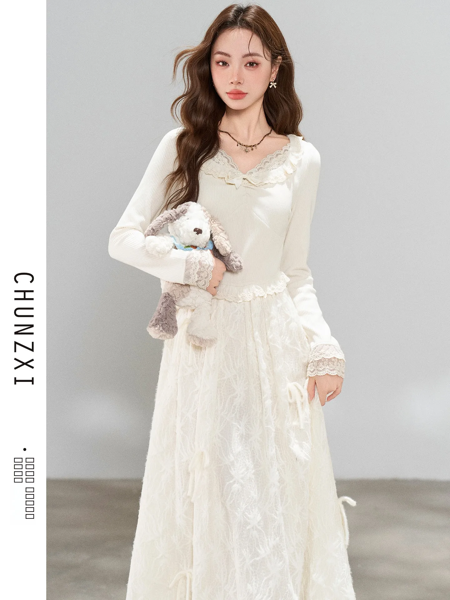 Soft Sle Lace Splice Knitted Dr Women's Base Skirt for Autumn Winter New Sle Coat Matching A-Line Dr V-Ne Long Sl...
Soft Sle Lace Splice Knitted Dr Women's Base Skirt for Autumn Winter New Sle Coat Matching A-Line Dr V-Ne Long Sl...