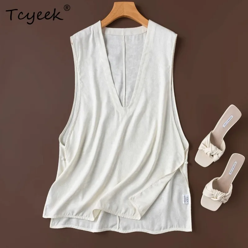 Tcyeek 100% Real Silk Tank Top Women 2026 Spring Summer Breathable Fashionable V-neck Layered Tops Female Clothing Ropa De Mujer
Tcyeek 100% Real Silk Tank Top Women 2026 Spring Summer Breathable Fashionable V-neck Layered Tops Female Clothing Ropa De Mujer