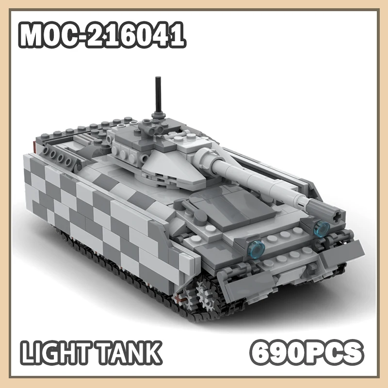 MOC-216041 Military War Light Tank New Building Block Assembly Model Technical Adults High-quality Collectibles Exquisite 690PCS
MOC-216041 Military War Light Tank New Building Block Assembly Model Technical Adults High-quality Collectibles Exquisite 690PCS