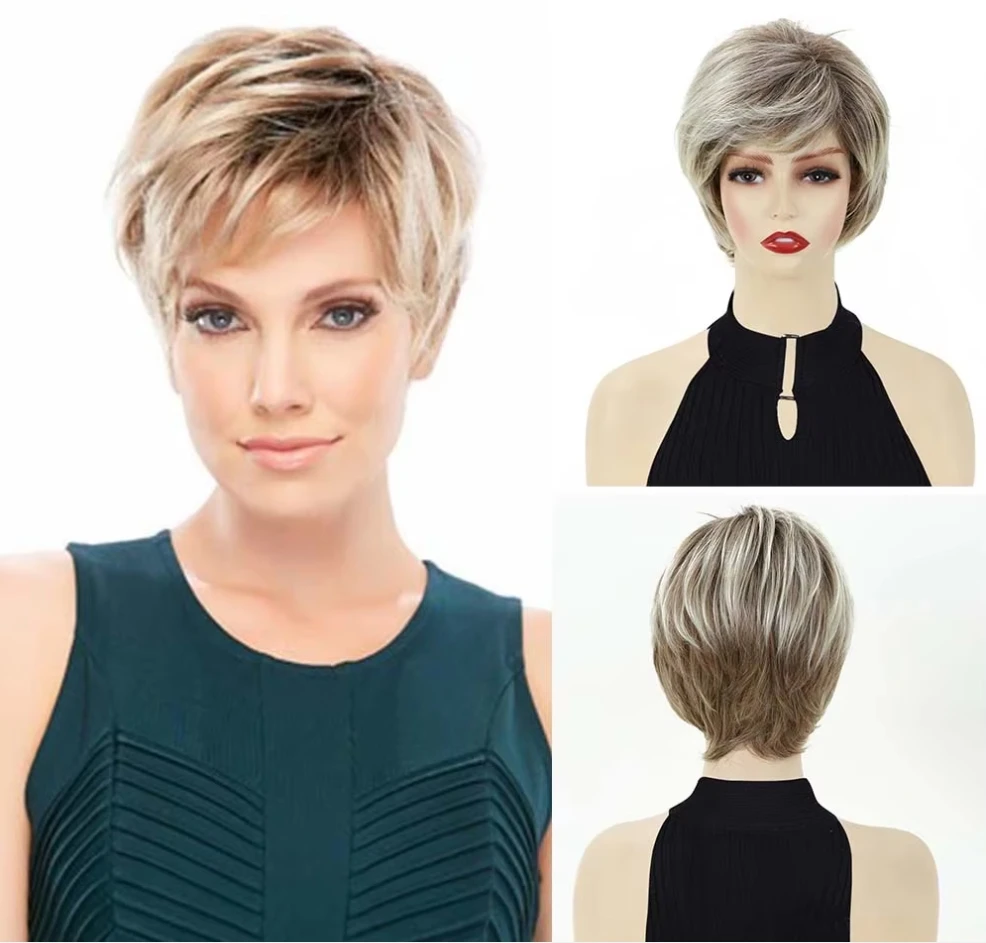 Short Pixie Cut Mixed Brown Synthetic Wigs with Bangs Curly Hair Wigs for Women Daily Wig Heat Resistant Fiber
Short Pixie Cut Mixed Brown Synthetic Wigs with Bangs Curly Hair Wigs for Women Daily Wig Heat Resistant Fiber