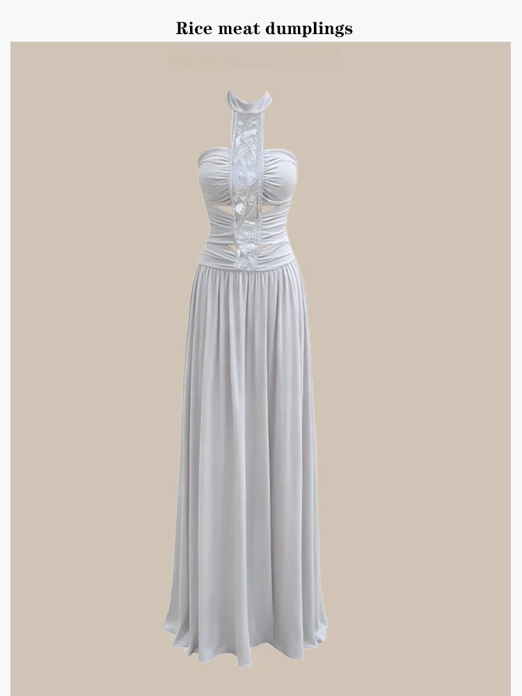 Elegant Vacation Wear Sleeveless Beaded Knit Long Waist-Cinched Hanging Neck Dress Women's Fashion Summer 2026 High Elasticit...
Elegant Vacation Wear Sleeveless Beaded Knit Long Waist-Cinched Hanging Neck Dress Women's Fashion Summer 2026 High Elasticit...