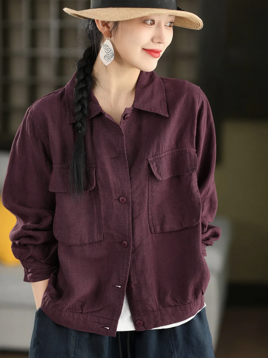 Heavyweight Linen Shirt Jacket Women's Flip-Cover Large Pocket Turn-down Collar Long Sleeve Shirt Open Cardigan Top Sand Wash
Heavyweight Linen Shirt Jacket Women's Flip-Cover Large Pocket Turn-down Collar Long Sleeve Shirt Open Cardigan Top Sand Wash